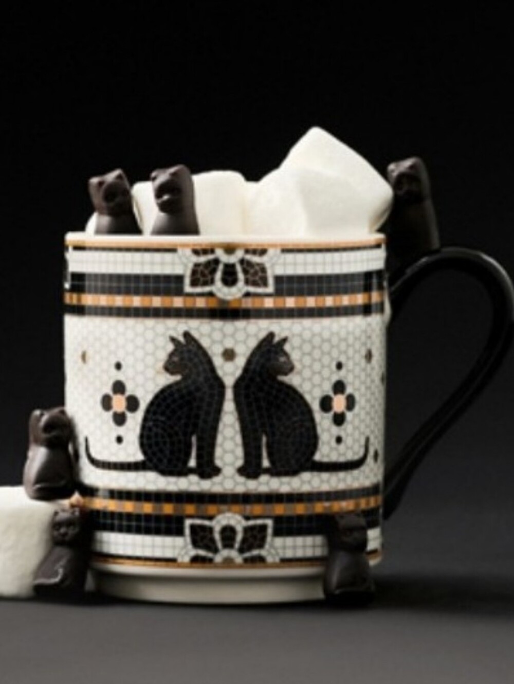 NWT Bistro Tile Stoneware 24k Gold Accent Mug - Halloween Edition